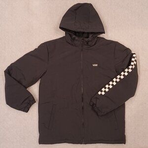 Vans Men's Large Waterlind Black Checkerboard Puffer Hooded Jacket VN0A7UEKBLK